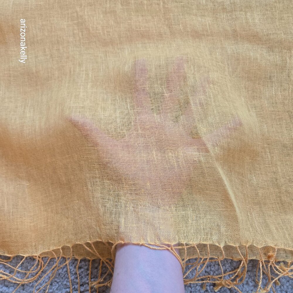 NWOT Linen Scarf Yellow Marigold Egg Yolk - Picture 4 of 9
